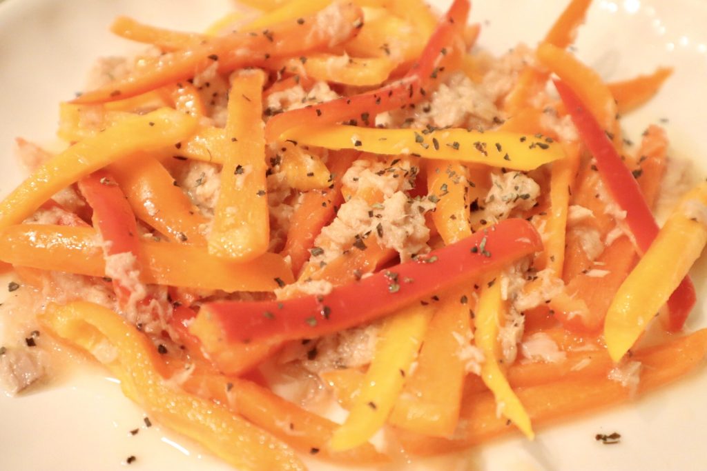 らでぃっしゅぼーやおためしセットの食材で作ったツナとパプリカのマリネ